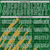 Custom Green Old Gold-White Brush Stroke Splatter Liquid Swirl Sublimation Soccer Uniform Jersey