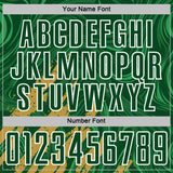 Custom Green Old Gold-White Brush Stroke Splatter Liquid Swirl Sublimation Soccer Uniform Jersey