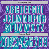 Custom Purple Teal-White Brush Stroke Splatter Liquid Swirl Sublimation Soccer Uniform Jersey