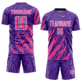 Custom Purple Pink-White Brush Stroke Splatter Liquid Swirl Sublimation Soccer Uniform Jersey