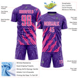 Custom Purple Pink-White Brush Stroke Splatter Liquid Swirl Sublimation Soccer Uniform Jersey