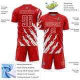 Custom Red-White Brush Stroke Splatter Liquid Swirl Sublimation Soccer Uniform Jersey