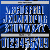 Custom Black Thunder Blue-White Halftone Dot Dynamic Curve Stripe Sublimation Soccer Uniform Jersey