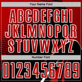 Custom Black Red-White Halftone Dot Dynamic Curve Stripe Sublimation Soccer Uniform Jersey
