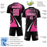 Custom Black Pink-White Halftone Dot Dynamic Curve Stripe Sublimation Soccer Uniform Jersey