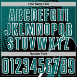Custom Black Teal-White Halftone Dot Dynamic Curve Stripe Sublimation Soccer Uniform Jersey