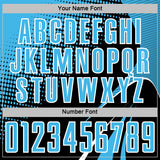 Custom Black Sky Blue-White Halftone Dot Dynamic Curve Stripe Sublimation Soccer Uniform Jersey