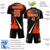 Custom Black Orange-White Halftone Dot Dynamic Curve Stripe Sublimation Soccer Uniform Jersey