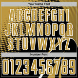Custom Black Old Gold-White Halftone Dot Dynamic Curve Stripe Sublimation Soccer Uniform Jersey