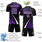 Custom Black Purple-White Halftone Dot Dynamic Curve Stripe Sublimation Soccer Uniform Jersey