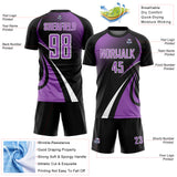 Custom Black Medium Purple-White Halftone Dot Dynamic Curve Stripe Sublimation Soccer Uniform Jersey