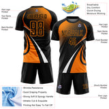 Custom Black Bay Orange-White Halftone Dot Dynamic Curve Stripe Sublimation Soccer Uniform Jersey