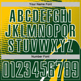 Custom Green Yellow-White Halftone Dot Dynamic Curve Stripe Sublimation Soccer Uniform Jersey
