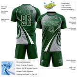 Custom Green Gray-White Halftone Dot Dynamic Curve Stripe Sublimation Soccer Uniform Jersey
