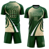 Custom Green Cream-White Halftone Dot Dynamic Curve Stripe Sublimation Soccer Uniform Jersey