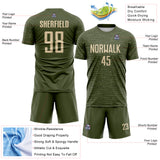Custom Olive-City Cream Distressed Fragment Brush Stroke Sublimation Soccer Uniform Jersey