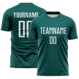 Custom Midnight Green-White Distressed Fragment Brush Stroke Sublimation Soccer Uniform Jersey