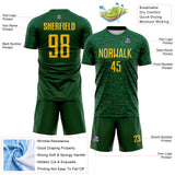 Custom Green-Yellow Distressed Fragment Brush Stroke Sublimation Soccer Uniform Jersey