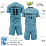 Custom Shadow Blue-Black Distressed Fragment Brush Stroke Sublimation Soccer Uniform Jersey