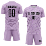 Custom Light Purple-Black Distressed Fragment Brush Stroke Sublimation Soccer Uniform Jersey