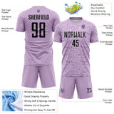 Custom Light Purple-Black Distressed Fragment Brush Stroke Sublimation Soccer Uniform Jersey