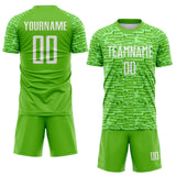 Custom Aurora Green-White Distressed Fragment Brush Stroke Sublimation Soccer Uniform Jersey