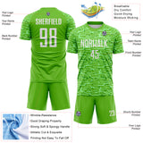 Custom Aurora Green-White Distressed Fragment Brush Stroke Sublimation Soccer Uniform Jersey