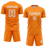 Custom Bay Orange-White Distressed Fragment Brush Stroke Sublimation Soccer Uniform Jersey