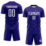 Custom Dark Purple-White Distressed Fragment Brush Stroke Sublimation Soccer Uniform Jersey