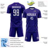 Custom Dark Purple-White Distressed Fragment Brush Stroke Sublimation Soccer Uniform Jersey