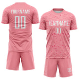 Custom Medium Pink-White Distressed Fragment Brush Stroke Sublimation Soccer Uniform Jersey