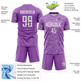 Custom Medium Purple-White Distressed Fragment Brush Stroke Sublimation Soccer Uniform Jersey