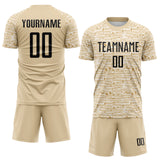 Custom City Cream-Black Distressed Fragment Brush Stroke Sublimation Soccer Uniform Jersey