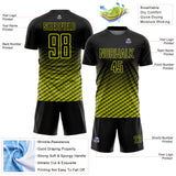 Custom Black-Neon Yellow Geometric Wave Gradient Sublimation Soccer Uniform Jersey