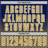 Custom Navy Old Gold-White Geometric Wave Gradient Sublimation Soccer Uniform Jersey