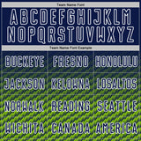 Custom Navy Neon Green-White Geometric Wave Gradient Sublimation Soccer Uniform Jersey