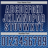 Custom Navy Powder Blue-White Geometric Wave Gradient Sublimation Soccer Uniform Jersey