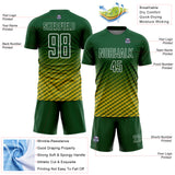 Custom Green Yellow-White Geometric Wave Gradient Sublimation Soccer Uniform Jersey