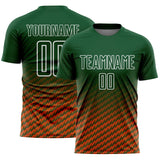 Custom Green Orange-White Geometric Wave Gradient Sublimation Soccer Uniform Jersey