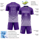 Custom Purple-White Geometric Wave Gradient Sublimation Soccer Uniform Jersey