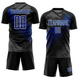 Custom Black Royal-White Grunge Splatter Brush Stroke Sublimation Soccer Uniform Jersey