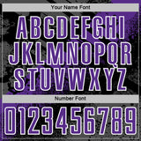Custom Black Purple-White Grunge Splatter Brush Stroke Sublimation Soccer Uniform Jersey