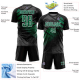 Custom Black Kelly Green-White Grunge Splatter Brush Stroke Sublimation Soccer Uniform Jersey
