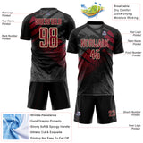 Custom Black Crimson-Cream Grunge Splatter Brush Stroke Sublimation Soccer Uniform Jersey