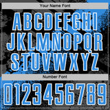Custom Black Powder Blue-White Grunge Splatter Brush Stroke Sublimation Soccer Uniform Jersey