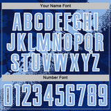 Custom Navy Light Blue-White Grunge Splatter Brush Stroke Sublimation Soccer Uniform Jersey
