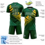 Custom Green Yellow-White Grunge Splatter Brush Stroke Sublimation Soccer Uniform Jersey