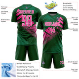 Custom Green Pink-White Grunge Splatter Brush Stroke Sublimation Soccer Uniform Jersey