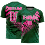 Custom Green Pink-White Grunge Splatter Brush Stroke Sublimation Soccer Uniform Jersey