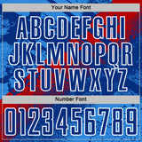 Custom Royal Red-White Grunge Splatter Brush Stroke Sublimation Soccer Uniform Jersey